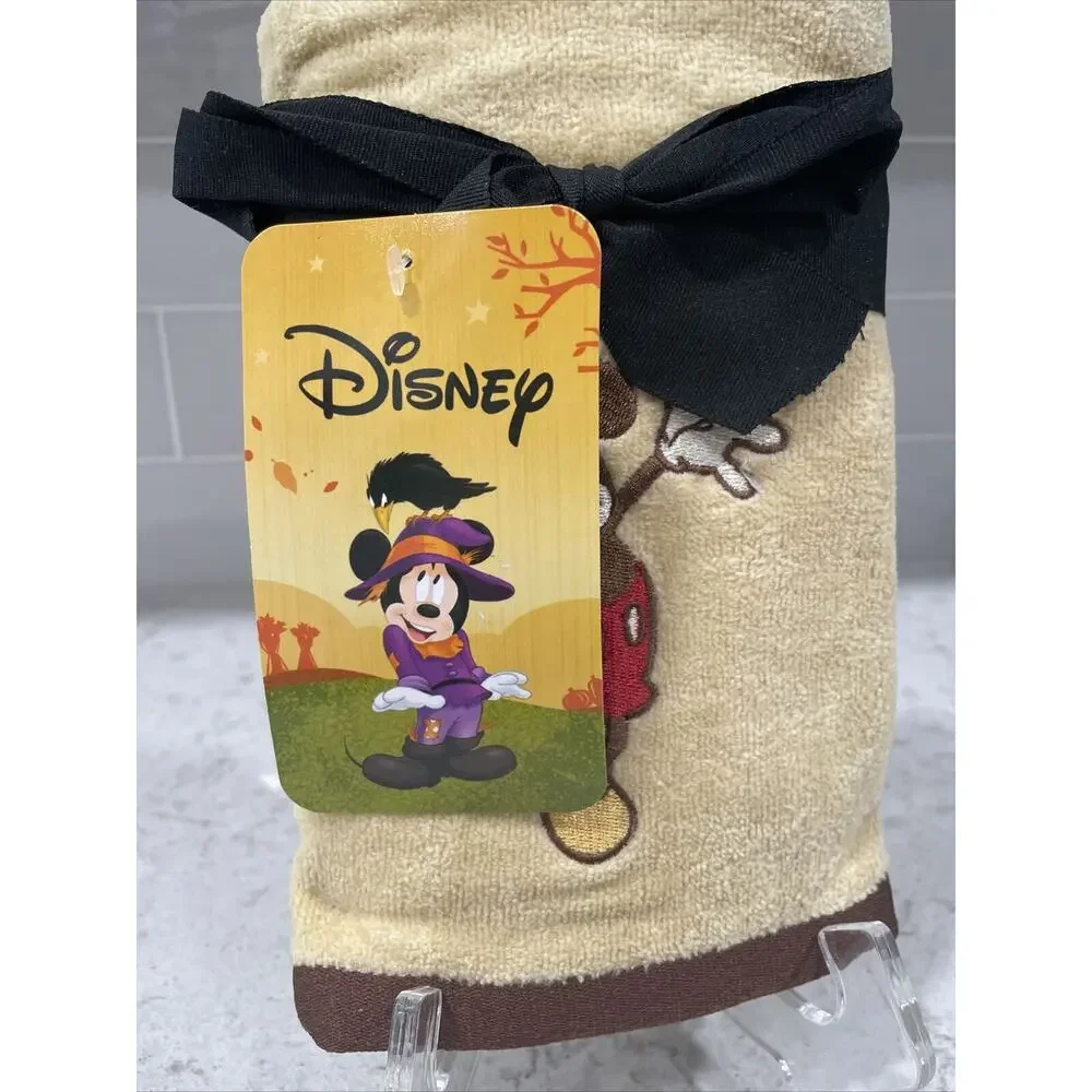 Set 2 FOOTBALL Disney Mickey Mouse Hand Towel Set Fall Autumn Harvest Gold Brown
